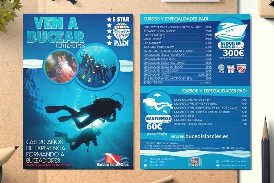 Graphic design for Buceo Islas Cies